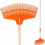 Grėblys su medine rankena žolės lapams, 160 cm