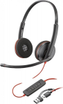 Poly Blackwire 3220 Usb-a/c ausinės, juodos