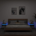Naktinės spintelės su led, 2vnt., betono pilkos, 40x39x48,5cm