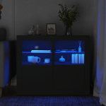 &Scaron;oninės spintelės su led lemputėmis, 2vnt., juodos, mediena