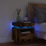 Naktinė spintelė su led lemputėmis, dūminė, 40x39x48,5cm