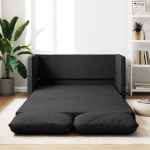 Grindų sofa-lova, 2-1, juodos spalvos, 112x174x55cm, audinys
