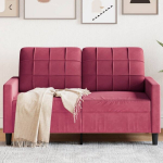 Dvivietė sofa, raudonojo vyno spalvos, 120cm, aksomas