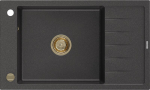 Granitinė virtuvinė plautuvė Mexen Elias su sifonu, auksinė/juoda