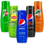 5x "SodaStream Pepsi" sirupas, "Pepsi MAX", "Mirinda", 7UP, "Lipton Green Tea