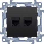 Simon 10 Dvigubas Rj45 Lizdas, Juodas Matinis C52.01/49