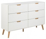 Actona Lowell skandinavi&scaron;ko stiliaus 6 stalčių komoda, balta &ndash; 135 x 40 x 90 cm