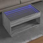 Kavos staliukas su infinity led lemputėmis, pilkas, 90x50x50cm