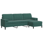 Trivietė sofa su pakoja, tamsiai žalios spalvos, 210cm, aksomas