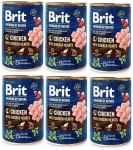 Brit Premium &scaron;unims su vi&scaron;tienos &scaron;irdelėmis, 800g x 6 vnt