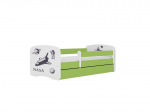 Vaiki&scaron;ka lova be čiužinio ir stalčiaus Kocot Kids BabyDreams Green nasa, 180x80cm, žalia