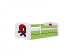 Vaiki&scaron;ka lova be čiužinio ir stalčiaus Kocot Kids BabyDreams Green spiderman, 160x80cm, žalia