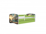 Vaiki&scaron;ka lova be čiužinio, su stalčiumi Kocot Kids BabyDreams Green ship, 180x80 cm, žalia