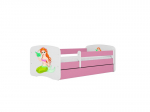 Vaiki&scaron;ka lova be čiužinio, su stalčiumi Kocot Kids BabyDreams Pink mermaid, 180x80 cm, rožinė