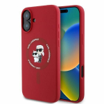 Karl Lagerfeld dėklas Silicone Karl&Choupette Heads Ring MagSafe iPhone 16&ldquo; &ndash; raudonas