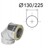 Izoliuota 90&deg; lenkimas. D-130/225 mm.