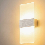 12W LED vidinis sieninis &scaron;viestuvas Paprasto dizaino &scaron;lifuoto pilko stiklo sieninis &scaron;viestuvas miegamojo svetainei vonios kambariui 29CM [A+ energijos klasė].