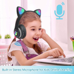 &bdquo;Bluetooth&ldquo; belaidės ausinės vaikams, paaugliams ir suaugusiems, per ausis dedamos &bdquo;Bluetooth&ldquo; ausinės su mikrofonu, &bdquo;CatEar&ldquo; ausinės mergaitėms ir moterims (&Scaron;v...