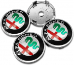 60 mm sidabriniai Alfa Romeo ratų centriniai stebulės dangteliai