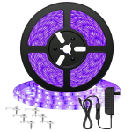 LED juostelės, 5M UV LED juostos &scaron;viesa, 12V 300 ultravioletiniai &scaron;viesos diodai, juoda &scaron;viesa Helovinui / vakarėliams