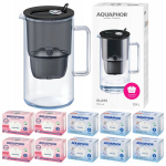 Aquaphor Glass 2,5 l stiklinis filtravimo ąsotis + 10 Maxfor filtrų (4Mg+6), juodas
