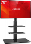 Aokcos televizoriaus stovas 32&ndash;70 colių plok&scaron;tiems ir lenktiems televizoriams, televizoriaus grindų stovas, auk&scaron;tis 1350 mm, reguliuojamo auk&scaron;čio pasukamas pakreipiamas televizoriaus stovas su 3 lentynomis, maks. Vesa 400 x 400 mm iki 40 kg (juodas)