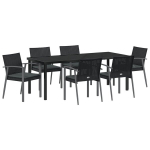 vidaXL Sodo valgomojo komplektas 7 pcs Juoda ir pilka PE ratanas