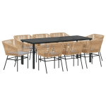 vidaXL Sodo valgomojo komplektas su pagalve 9 pcs Ruda