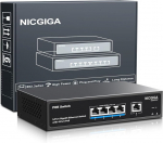 5 prievadų Gigabit Poe jungiklis, 78w, Vlan