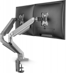 Ricoo mechaninis spyruoklinis monitoriaus laikiklis dvigubas stovas pakreipiamas pasukamas Ts8811 universalus lankstus laikiklis Led lenktas Qled Qe Lcd Oled Suhd 17" - 32" colių Vesa 75x75 100x100 sidabro pilka