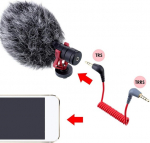3.5mm Trs į Trrs mikrofono jungiamasis kabelis, stačiakampis mikrofono kabelis su jungtimis nuo vyri&scaron;kos iki vyri&scaron;kos, skirtas Rode Sc7, Videomicro, Wireless Go, Videomic Pro+ ir kt.