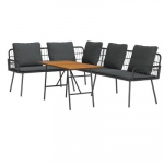 2 dalių sodo sofa komplektas su pagalvėlėmis Juoda Poli ratanas