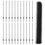 tvorų stulpai 22 vnt U-kanalas pilkas 120 cm plienas,&scaron;e&scaron;iakampė tvora pilka 1.2x50 m plienas