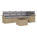 6 dalių sodo sofa komplektas su pagalvėmis Juodas poli ratanas