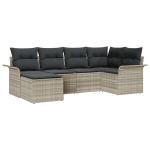 6 dalių sodo sofa komplektas su pagalvėlėmis &scaron;viesiai pilka poli ratanas