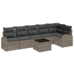 6 Dalių Sodo Sofa Komplektas su Pagalvėlėmis Juodas Poli Ratano