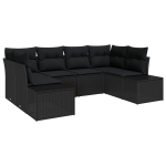 6 dalių sodo sofa setas su pagalvėlėmis Juoda poli ratano