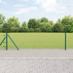Hexagono tvora Žalia 0.4x25 m Plienas,Tvorelių stulpai su pagrindo plok&scaron;tėmis 13 vnt &Oslash;32mm 50cm cinkuotas plienas
