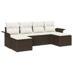 6 dalių sodo sofa rinkinys su pagalvėmis Ruda poli ratanas,2 vietų sodo sofa su saugykla ir pagalvėmis Ruda poli ratanas