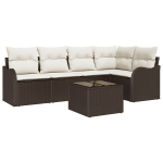 5 dalių sodo sofa rinkinys su pagalvėlėmis, pilka poli ratanas,2 vietų sodo sofa su saugojimo vieta ir pagalvėlėmis, ruda poli ratanas
