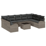 9 dalių sodo sofos komplektas su pagalvėlėmis juodas poliratanas,2 vietų sodo sofa su saugojimu ir pagalvėlėmis pilkas poliratanas