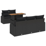 6 dalių sodo sofa su pagalvėlėmis juodas poliratanas,2 vietų sodo sofa su saugojimu ir pagalvėlėmis juodas poliratanas