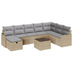 9 dalių sodo sofos komplektas su pagalvėm, smėlio poli ratanas,2 vietų sodo sofa su pagalvėm, smėlio poli ratanas