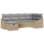 6 dalių sodo sofa su pagalvėlėmis smėlio poli ratanas