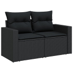 13 Dalių Sodo Sofa Rinkinys su Pagalvėmis Juoda Poli Ratanas Akacija,3 Dalių Sodo Valgomojo Rinkinys su Pagalvėmis Juoda Poli Ratanas Akacija