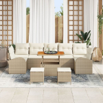10 Dalių Sodo Sofa Rinkinys su Pagalvėlėmis Kreminė Poli Ratanas Akacija,2-Vietė Sodo Sofa su Pagalvėlėmis Kreminė Poli Ratanas,3 Dalių Sodo Valgomojo Rinkinys su Pagalvėlėmis Kreminė Poli Ratanas Akacija