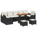 10 dalių sodo sofa su pagalvėlėmis juoda poli ratanas akacijos,2-vietė sodo sofa su saugykla & pagalvėlėmis juoda poli ratanas,3 dalių sodo valgomasis rinkinys su pagalvėlėmis juoda poli ratanas akacijos