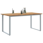 Lauko Valgomojo Stalas Pilkas 160x80x75 cm Plienas ir Kietas Akacijos Medis