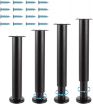 Muxhel 4 baldų kojų rinkinys, reguliuojamo auk&scaron;čio 25&ndash;42 cm, reguliuojamos baldų kojos, metalinės juodos baldų kojos, kojelės baldams, metalinės spintelių kojelės individualiam &bdquo;pasidaryk pats&ldquo; baldų dizainui