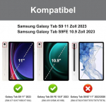 Winchking klaviatūros dėklas, skirtas samsung galaxy tab s10 fe 10.9 colių, suderinamas su samsung galaxy tab s9 fe, 7 spalvų ap&scaron;vietimas, magneti&scaron;kai nuimama bluetooth klaviatūra, qwertz i&scaron;dėstymas (juodas)